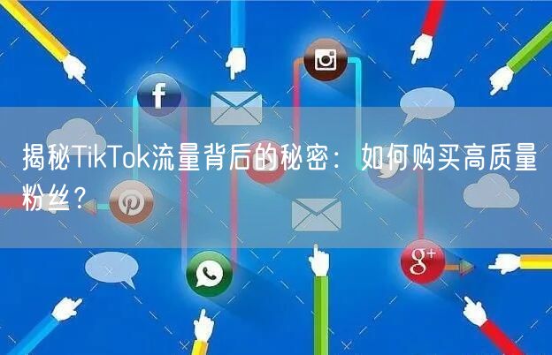 揭秘TikTok流量背后的秘密：如何购买高质量粉丝？