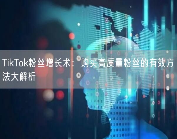 TikTok粉丝增长术：购买高质量粉丝的有效方法大解析