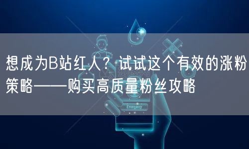 想成为B站红人？试试这个有效的涨粉策略——购买高质量粉丝攻略