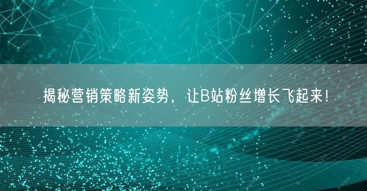 揭秘营销策略新姿势，让B站粉丝增长飞起来！