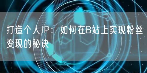 打造个人IP：如何在B站上实现粉丝变现的秘诀