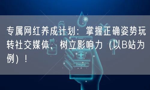 专属网红养成计划：掌握正确姿势玩转社交媒体，树立影响力（以B站为例）!