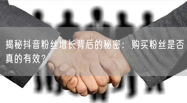 揭秘抖音粉丝增长背后的秘密：购买粉丝是否真的有效？