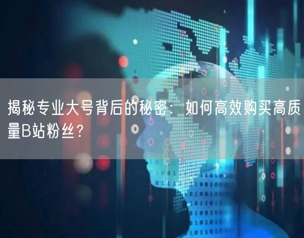 揭秘专业大号背后的秘密：如何高效购买高质量B站粉丝？