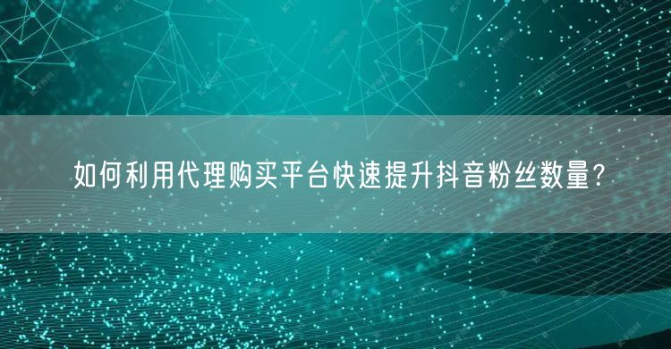 如何利用代理购买平台快速提升抖音粉丝数量？