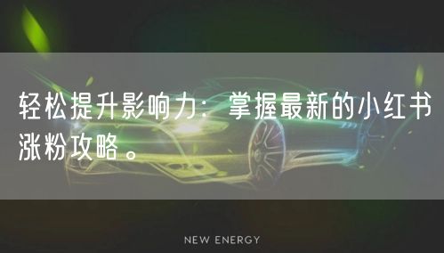 轻松提升影响力：掌握最新的小红书涨粉攻略。