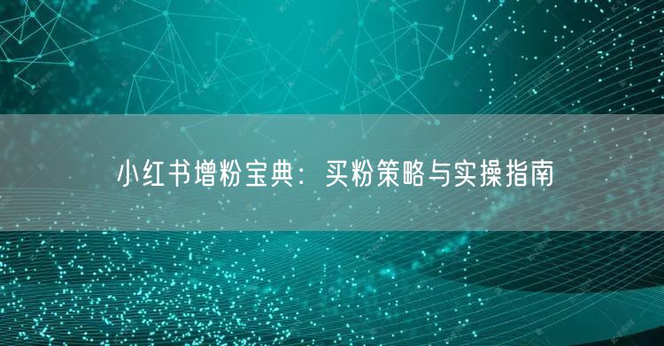 小红书增粉宝典：买粉策略与实操指南