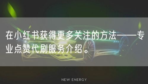 在小红书获得更多关注的方法——专业点赞代刷服务介绍。