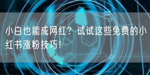 小白也能成网红？试试这些免费的小红书涨粉技巧！