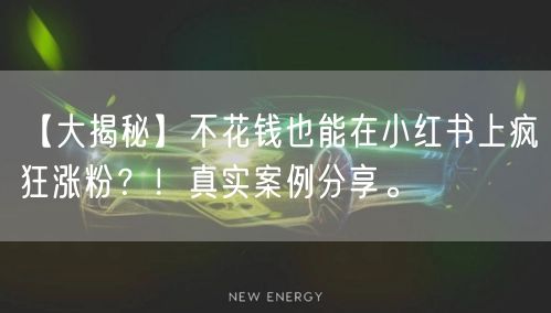 【大揭秘】不花钱也能在小红书上疯狂涨粉？！真实案例分享。