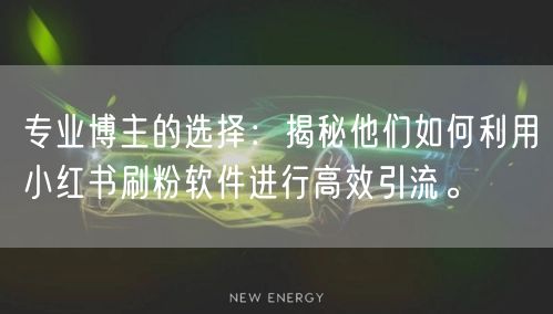专业博主的选择：揭秘他们如何利用小红书刷粉软件进行高效引流。