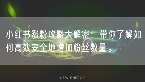 小红书涨粉攻略大解密：带你了解如何高效安全地增加粉丝数量。